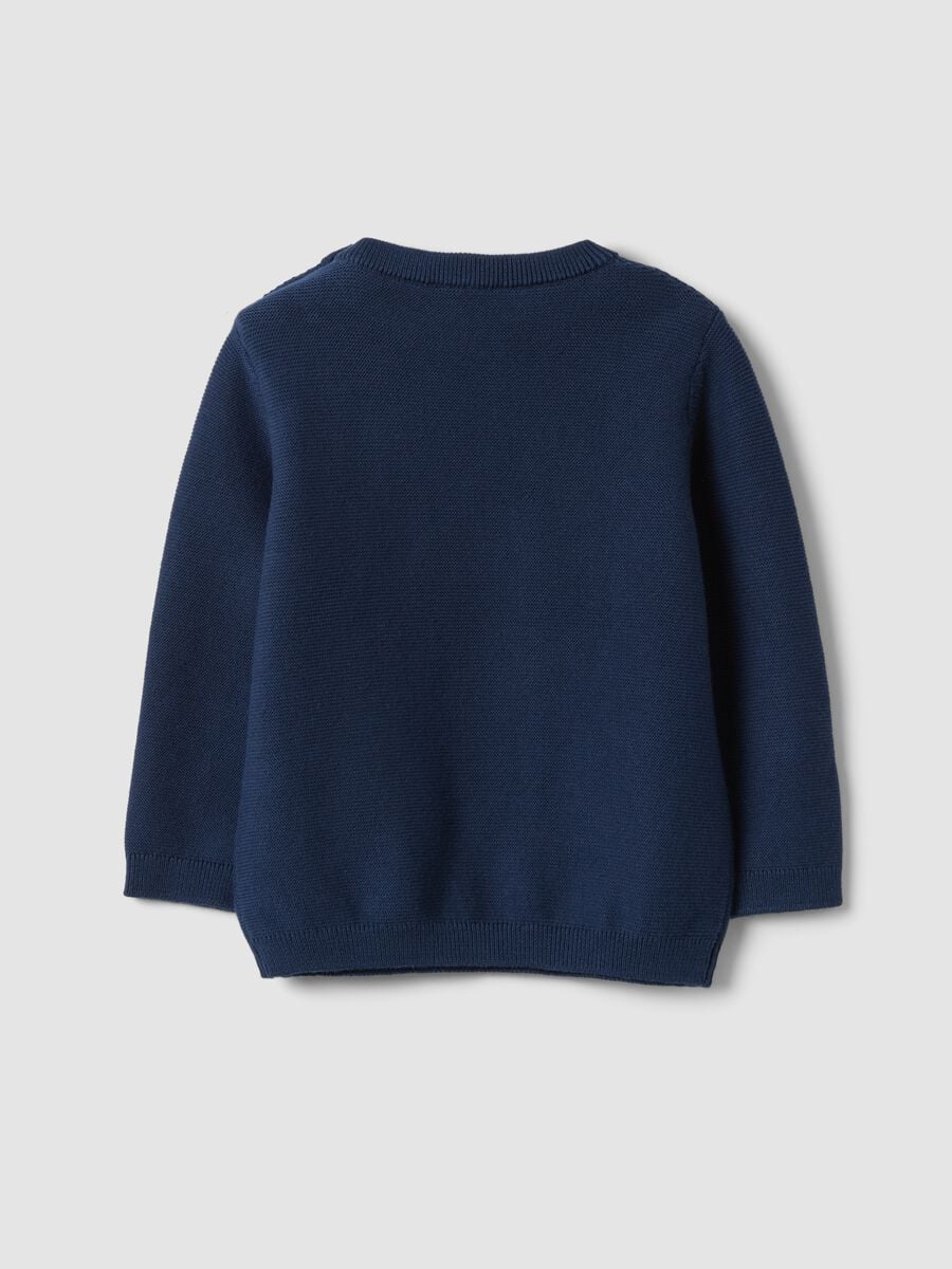 Maglia blu in puro cotone a girocollo in maglia regular fit per bimbo_1