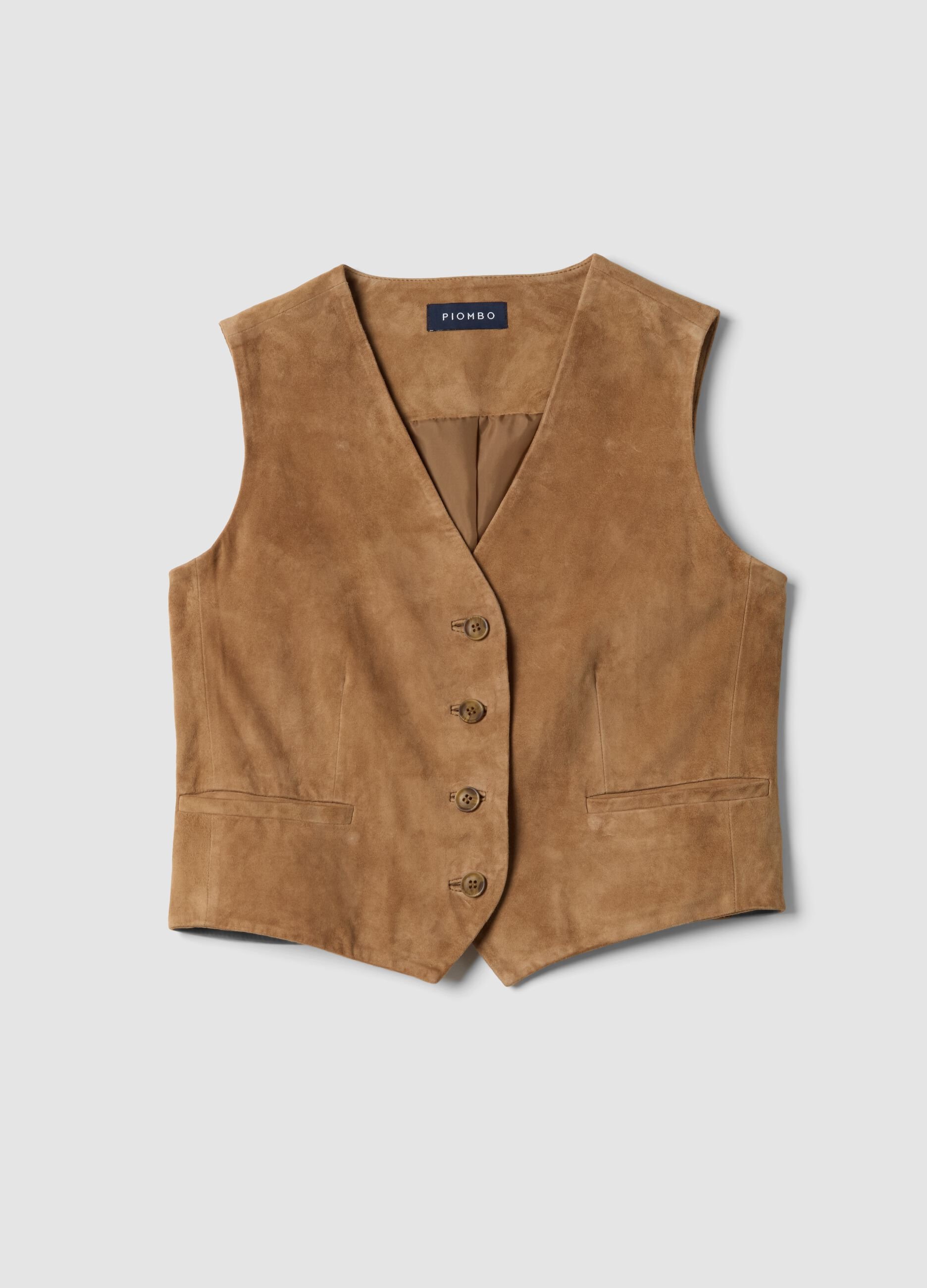 Gilet marrone in vera pelle