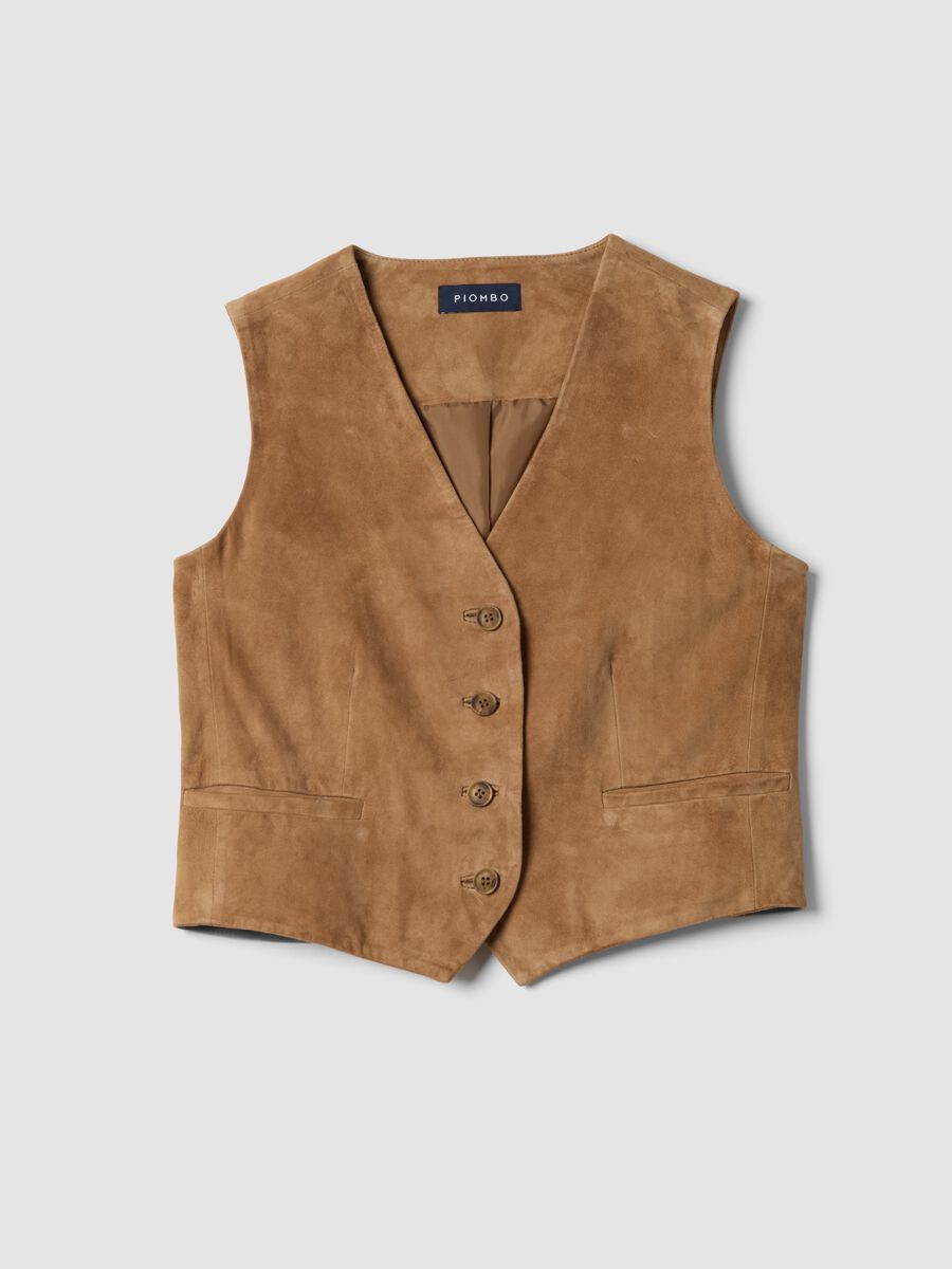 Gilet marrone in vera pelle_0