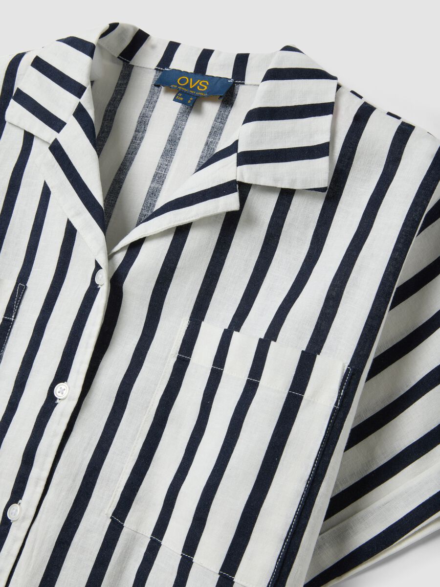 Multicolour striped regular-fit linen and viscose blend shirt_1