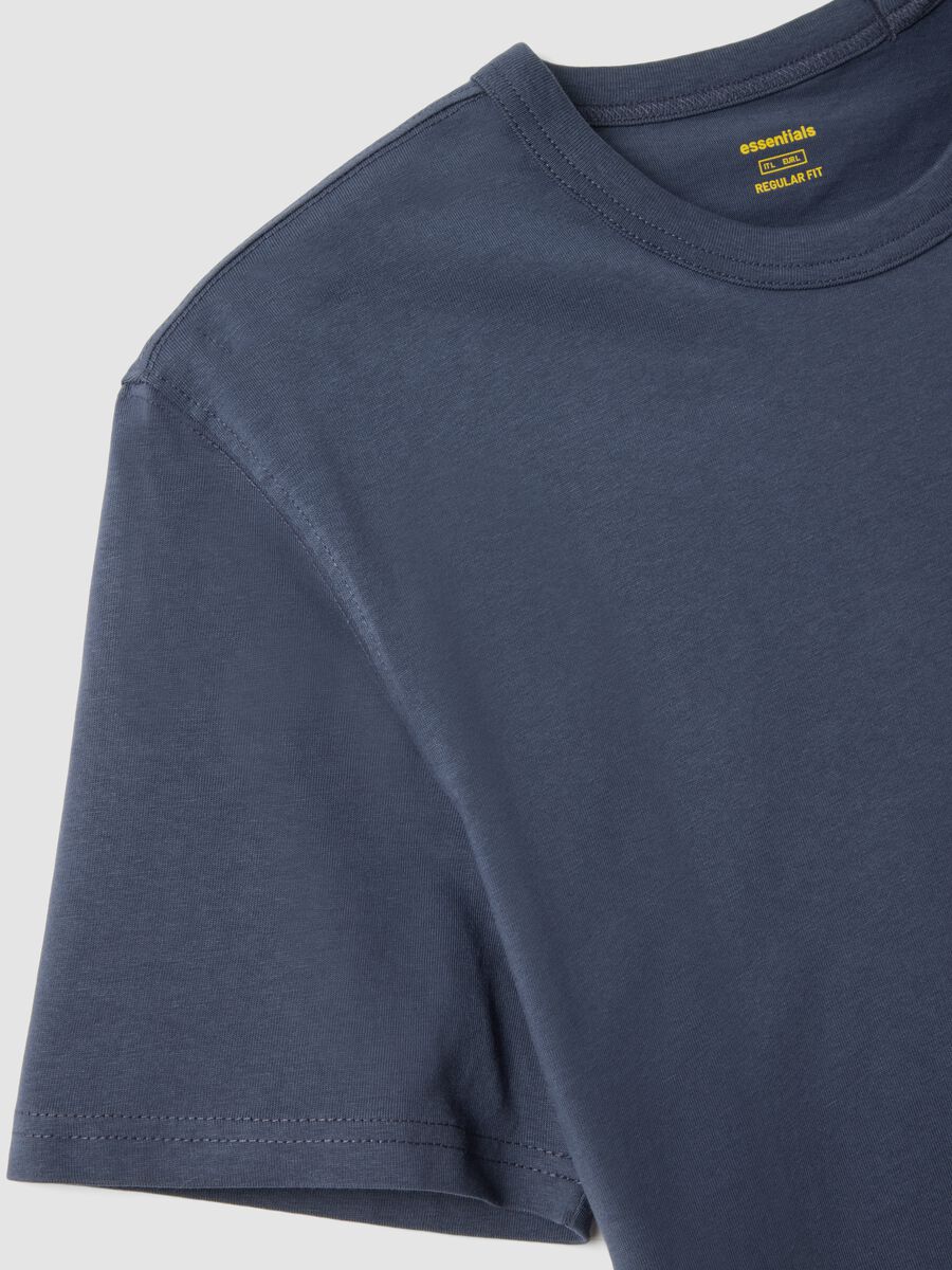 Blue pure cotton short sleeve regular fit T-shirt_5