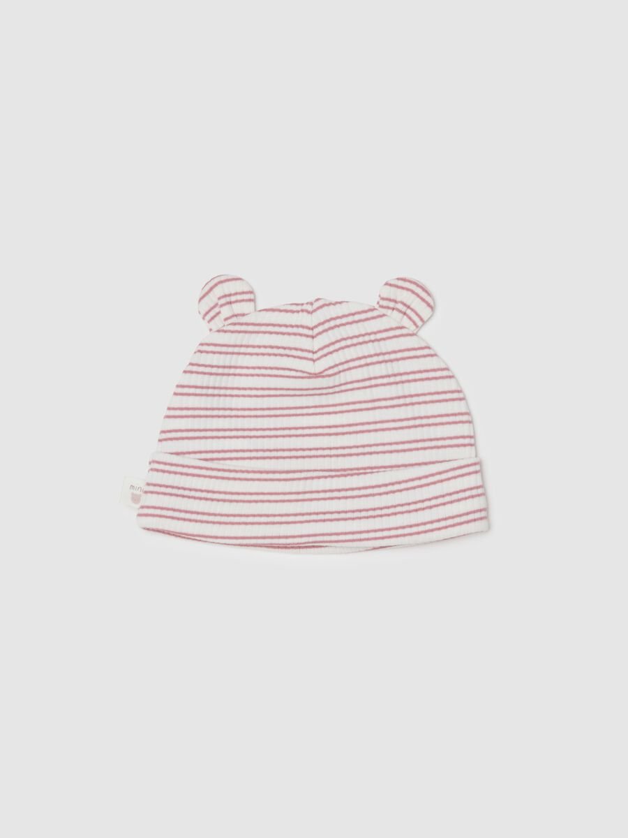 Multicolour Striped Baby Hat in Stretch Cotton_0
