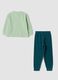 Green long dinosaur print crew-neck pyjamas_1
