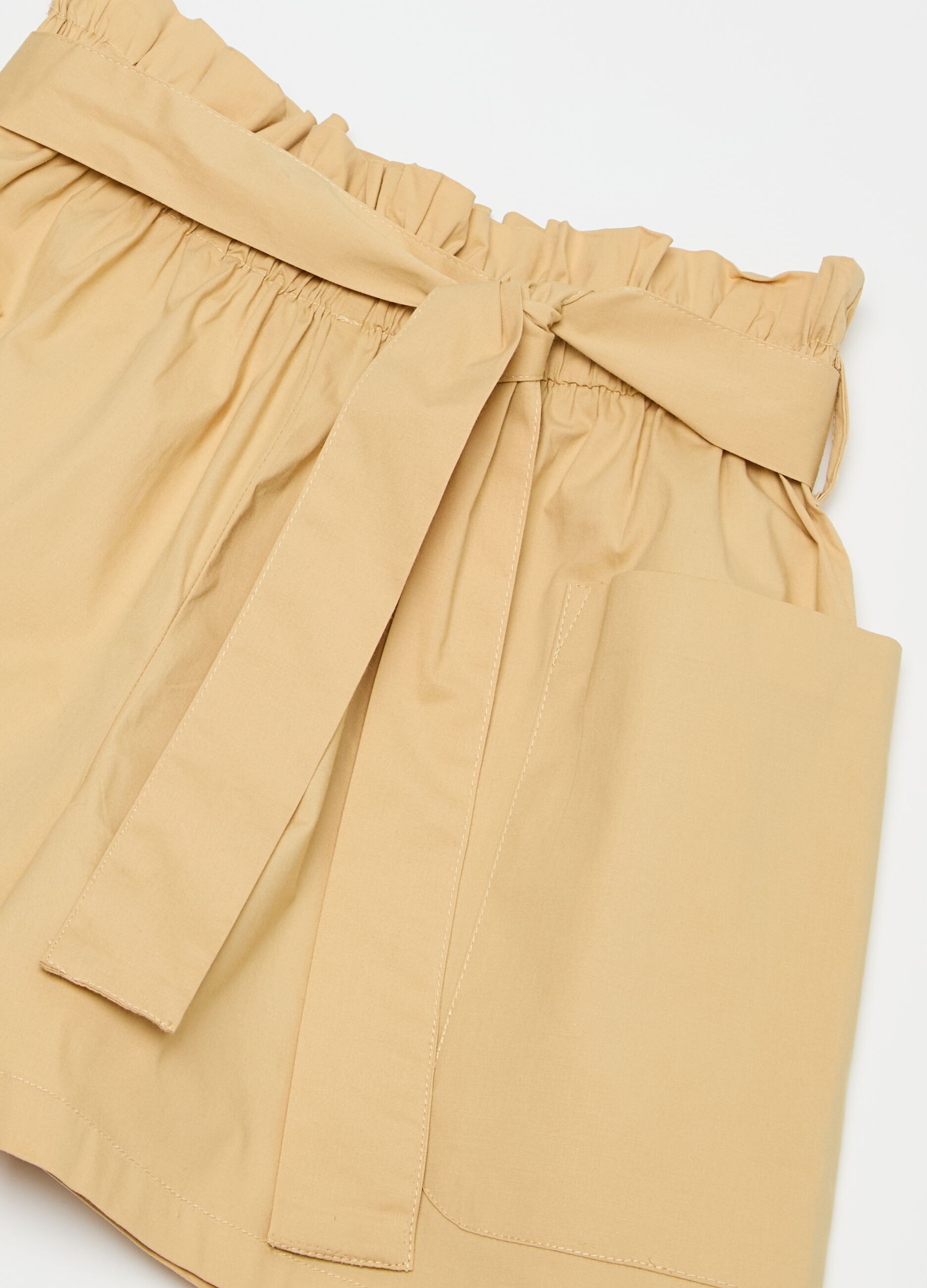 Paper bag shorts with belt