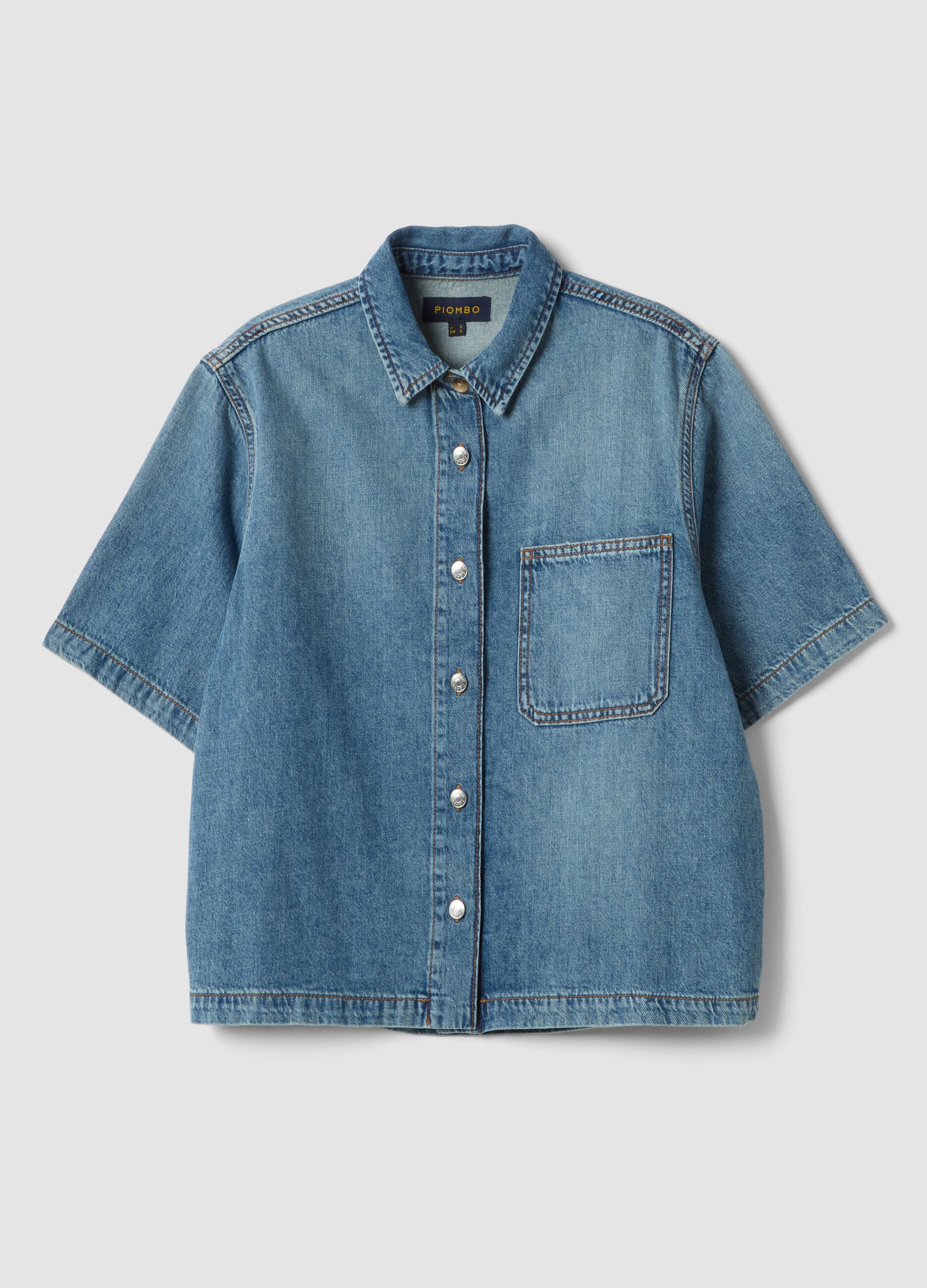 Light Blue Pure Cotton Denim Shirt