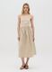 Women&rsquo;s beige sleeveless long dress in stretch cotton._0