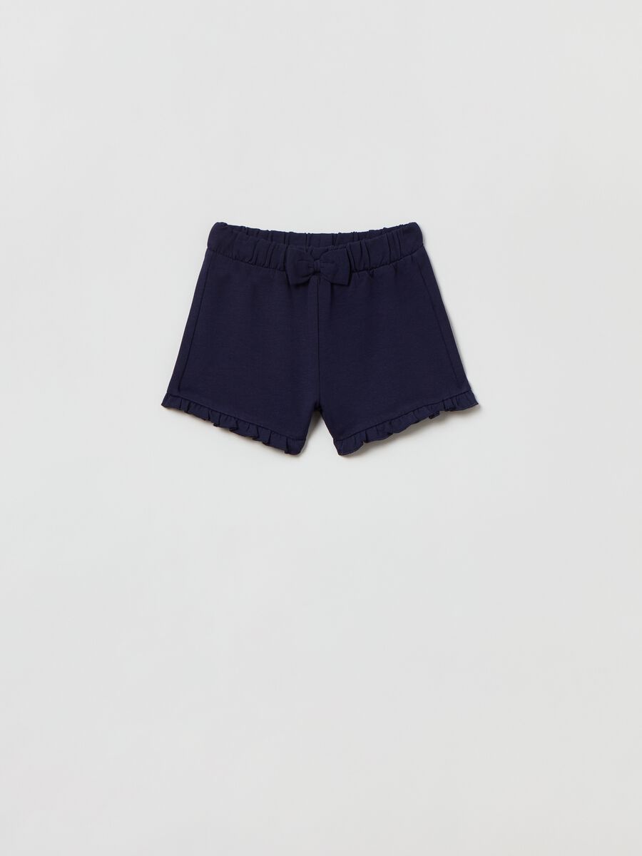 Shorts de tejido rizado con lacito_0
