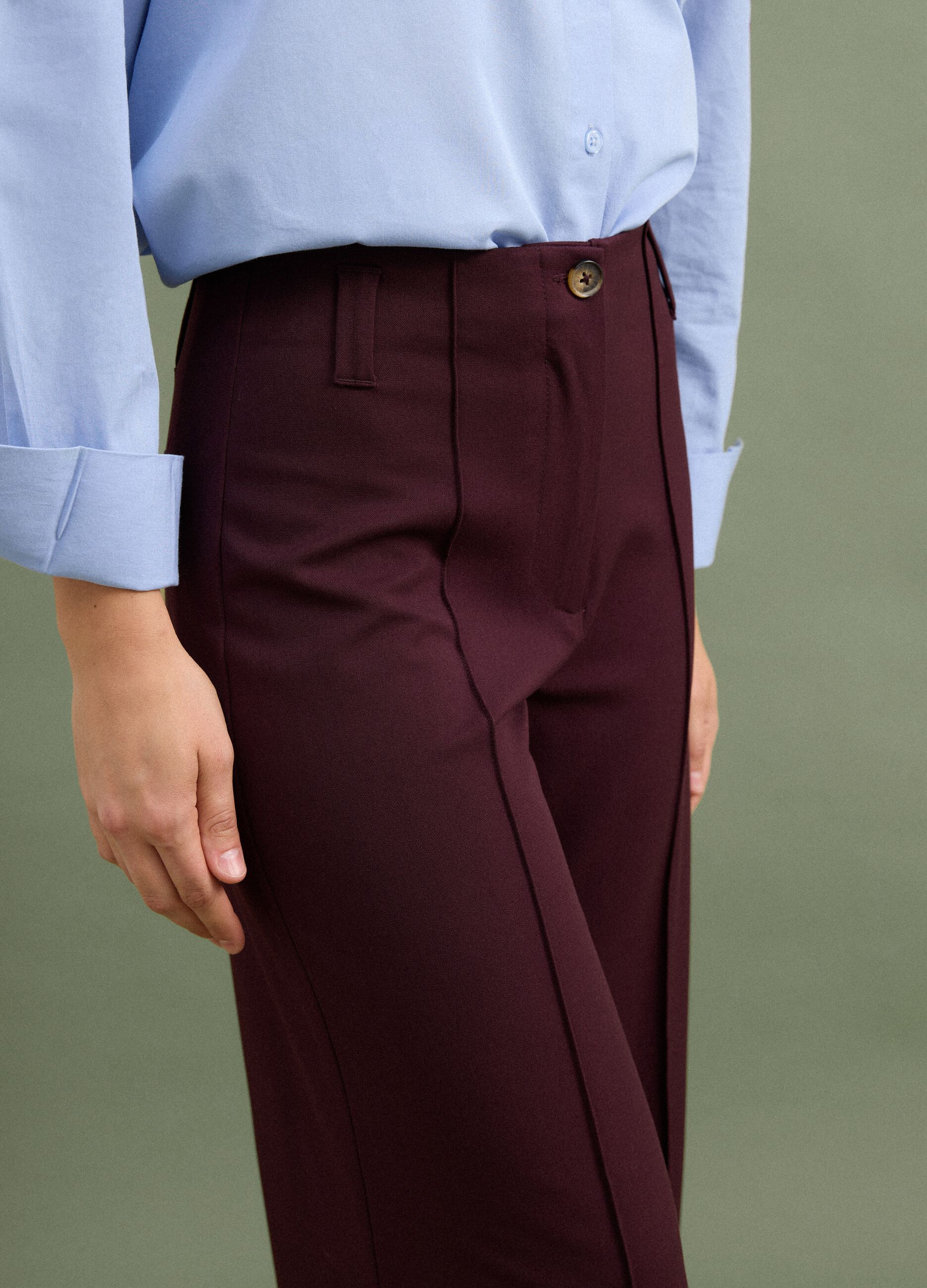 Purple wide-leg chino trousers in stretch viscose
