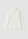 T-shirt bianca in cotone organico elasticizzato con colletto rialzato_1