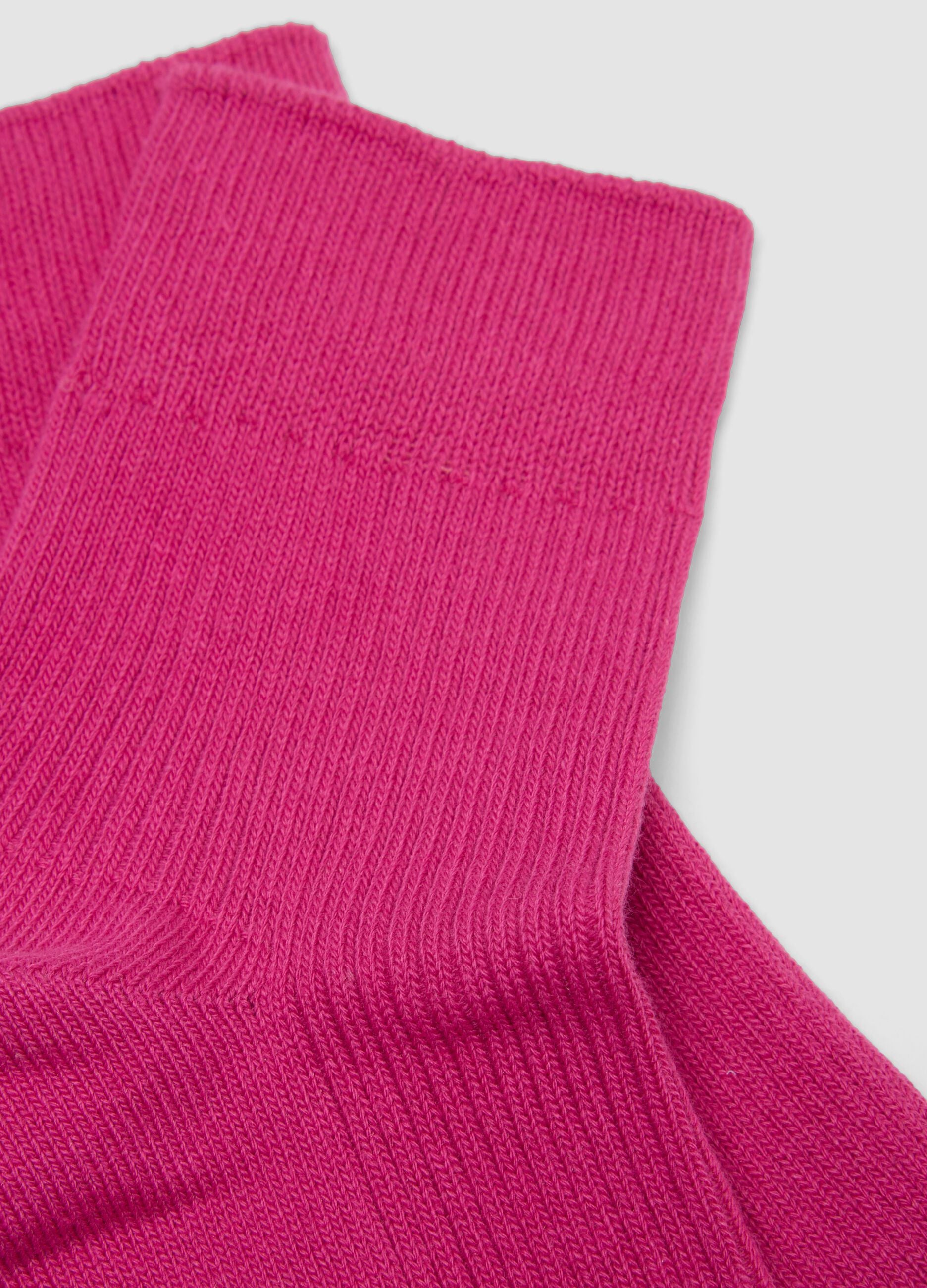 Pink ankle-length stretch cotton socks