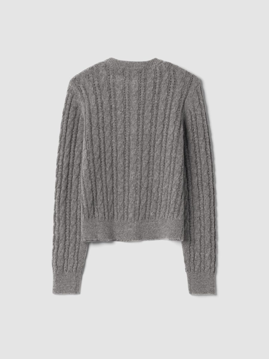 Grey cable-knit wool-blend cardigan_2