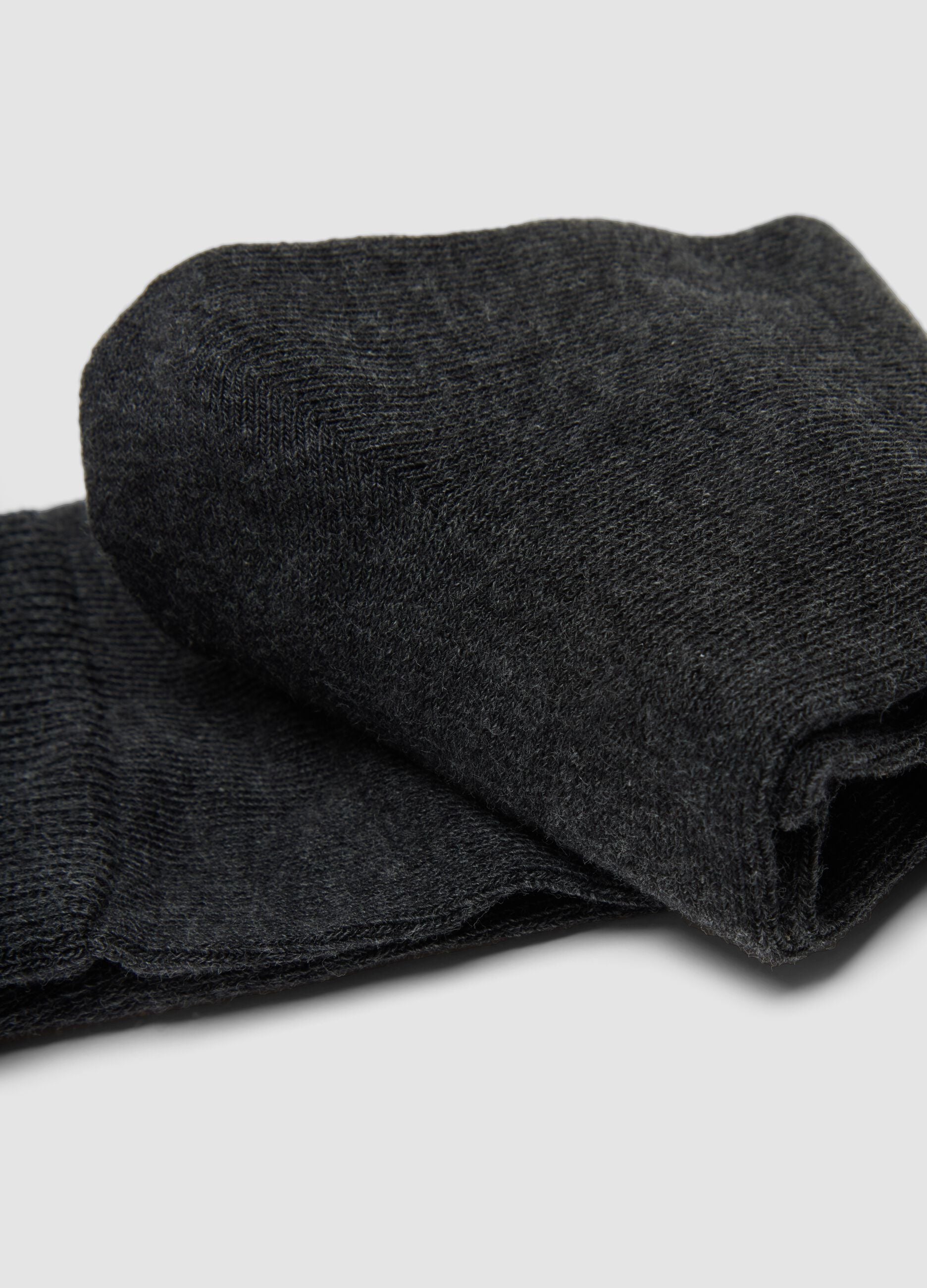 Five-pack of grey mid-calf socks in stretch organic cotton