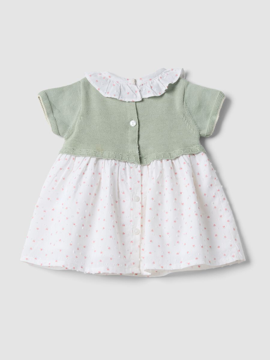 Baby girl's multicolour pure cotton dress with ruffle collar_1