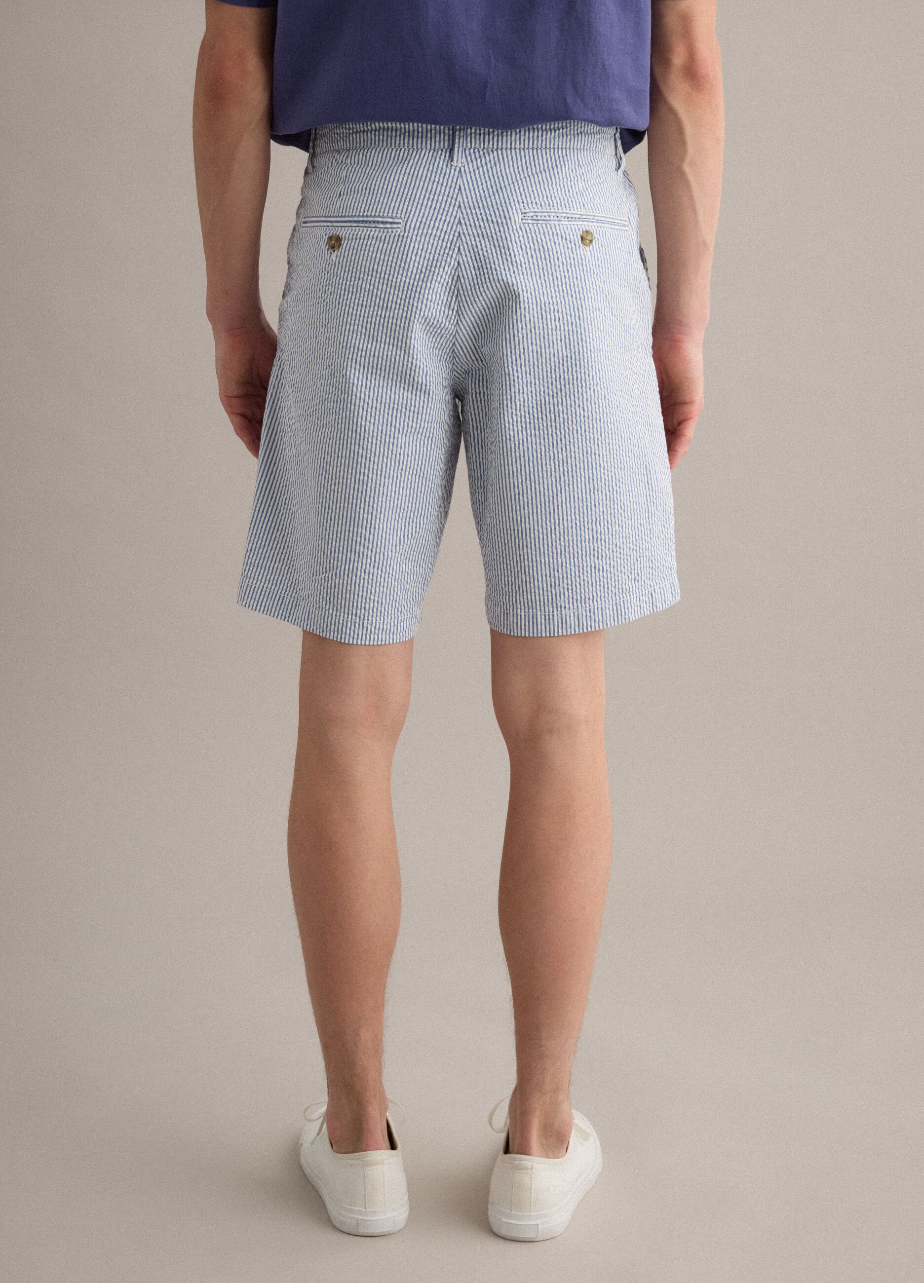 Multicolour striped regular-fit stretch cotton shorts