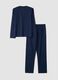 Blue pure organic cotton pyjamas with Henley neckline, regular fit_6