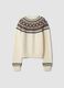White jacquard wool-blend crew-neck cardigan_6