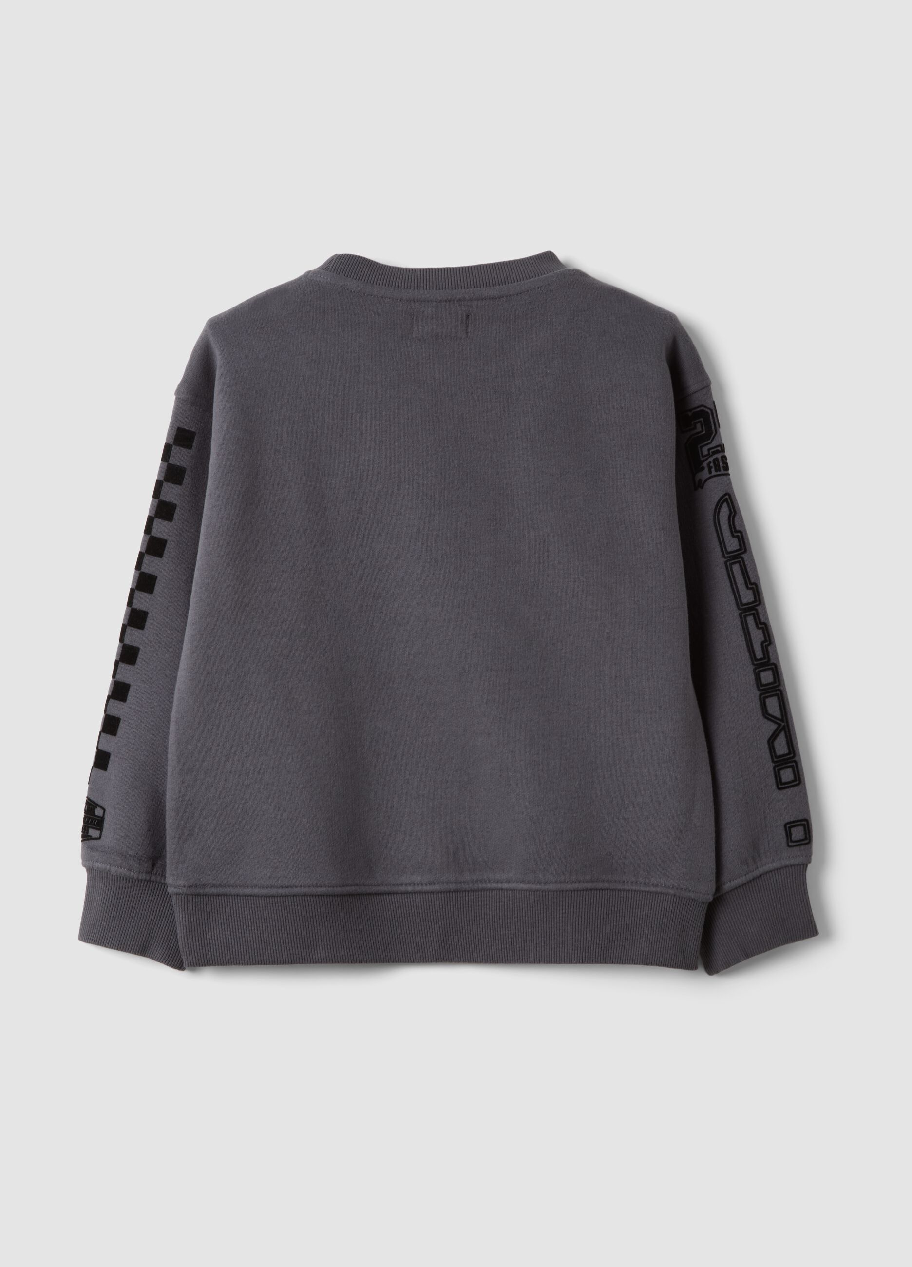 Grey cotton-blend crew-neck racing print sweatshirt for boys