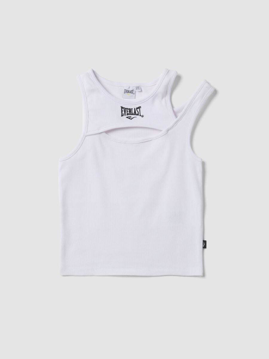 White stretch cotton tank top with asymmetric straps_3