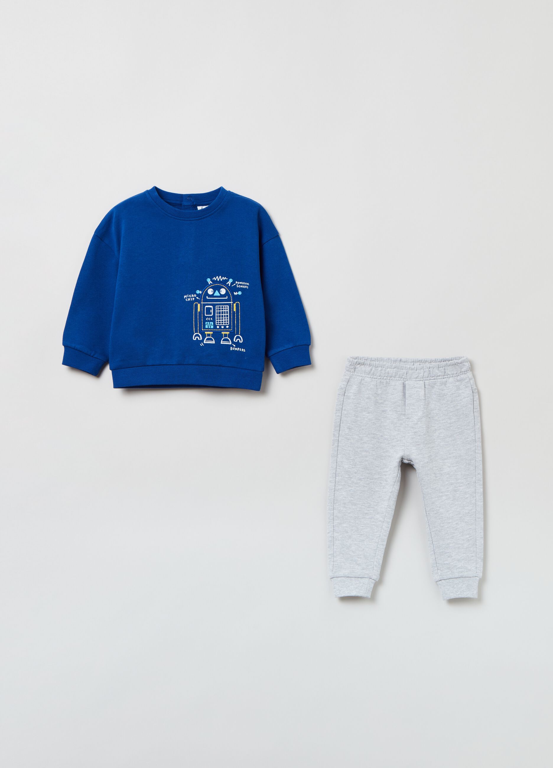 French terry jogging set with robot print_0