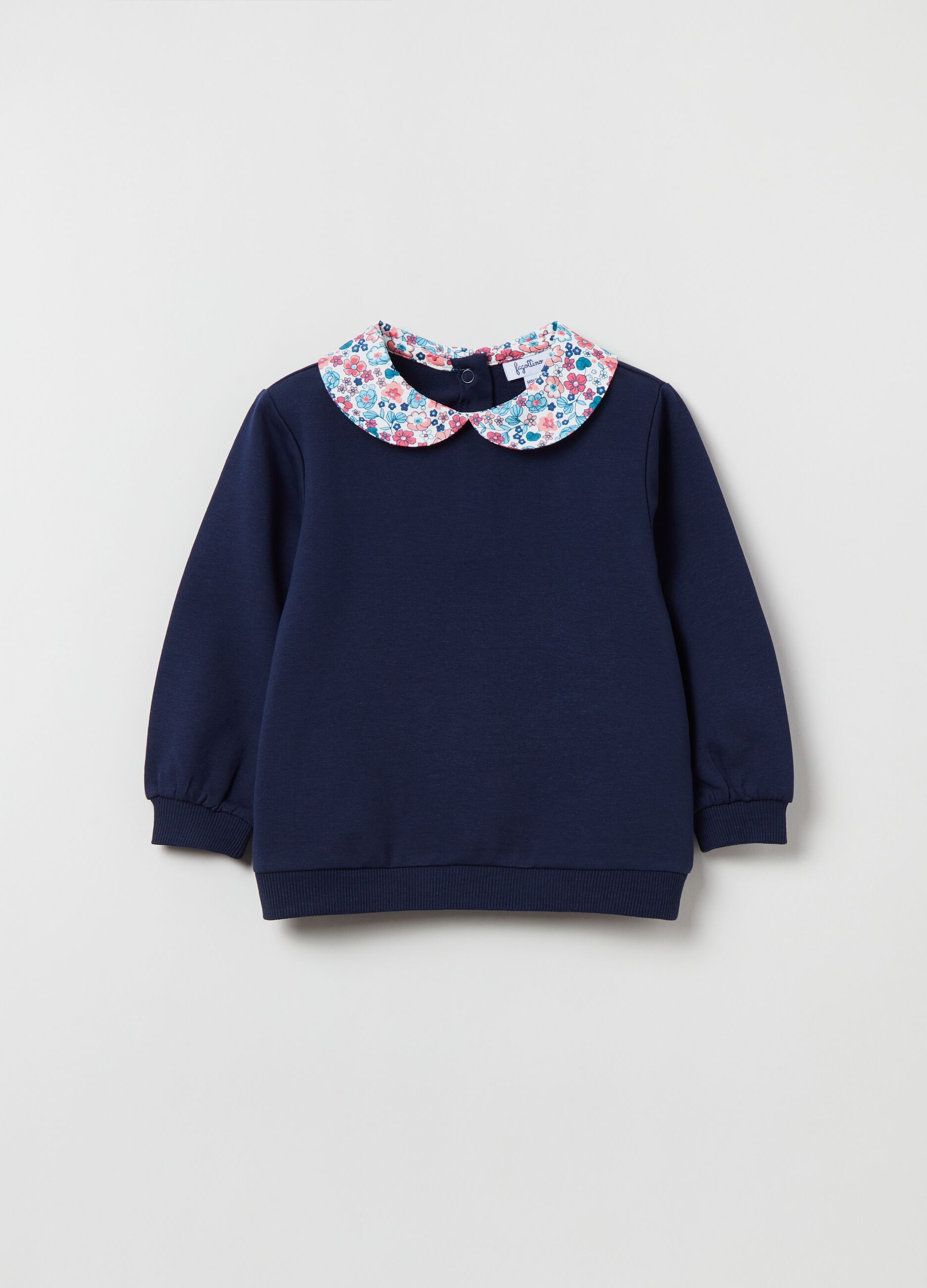 French Terry sweatshirt with floral collar_0