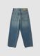 Jeans denim in puro cotone con vita elasticizzata skater fit per ragazzo_2