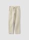 Beige stretch cotton paper bag trousers regular fit_4