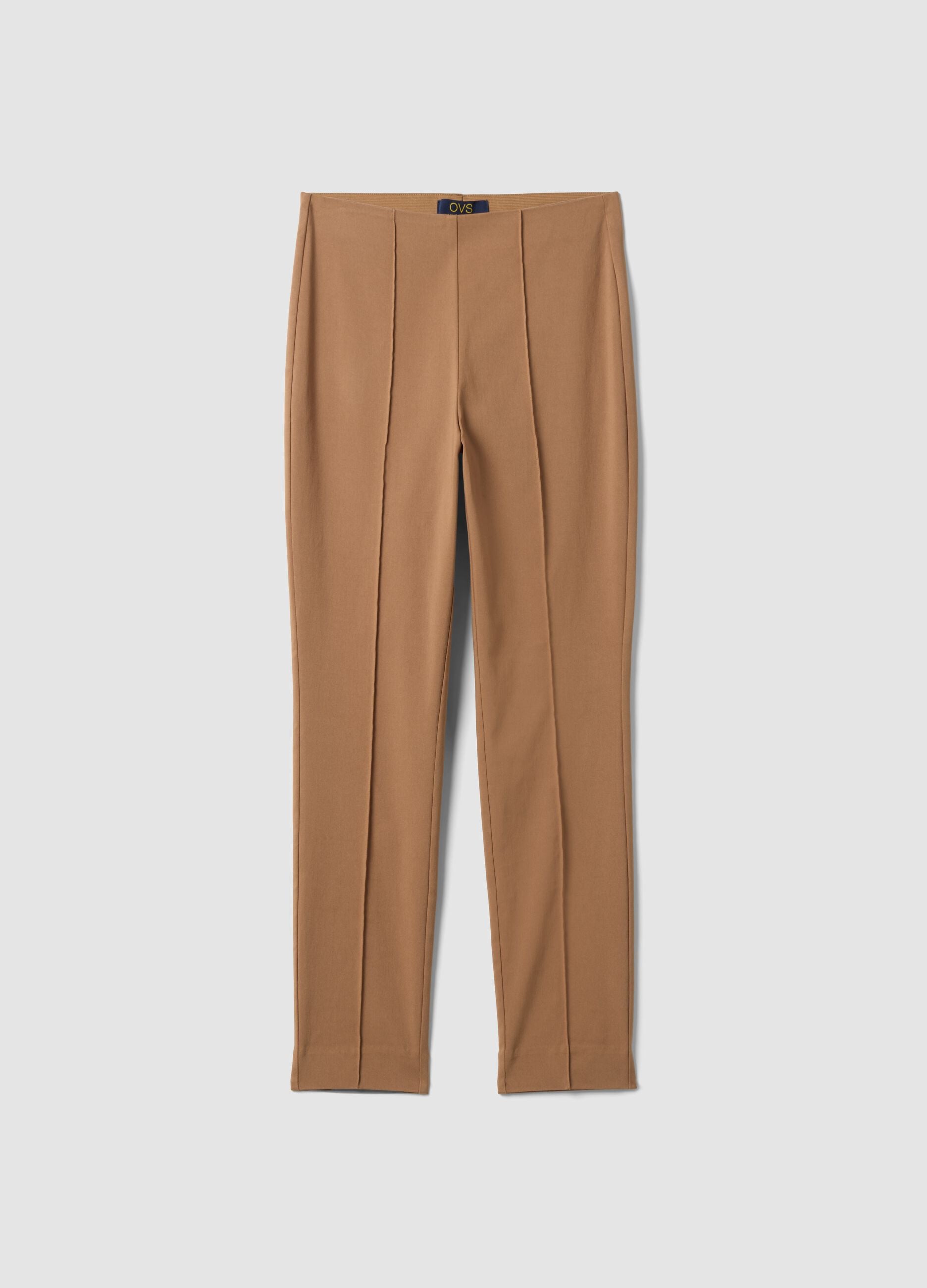Braune Slim-Fit-Leggings aus elastischer Viskose