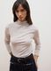 Beiges T-Shirt aus Lyocell und Stretchwolle mit Stehkragen, Regular Fit_3