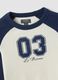 Blue stretch cotton T-shirt with contrast sleeves for girls_4