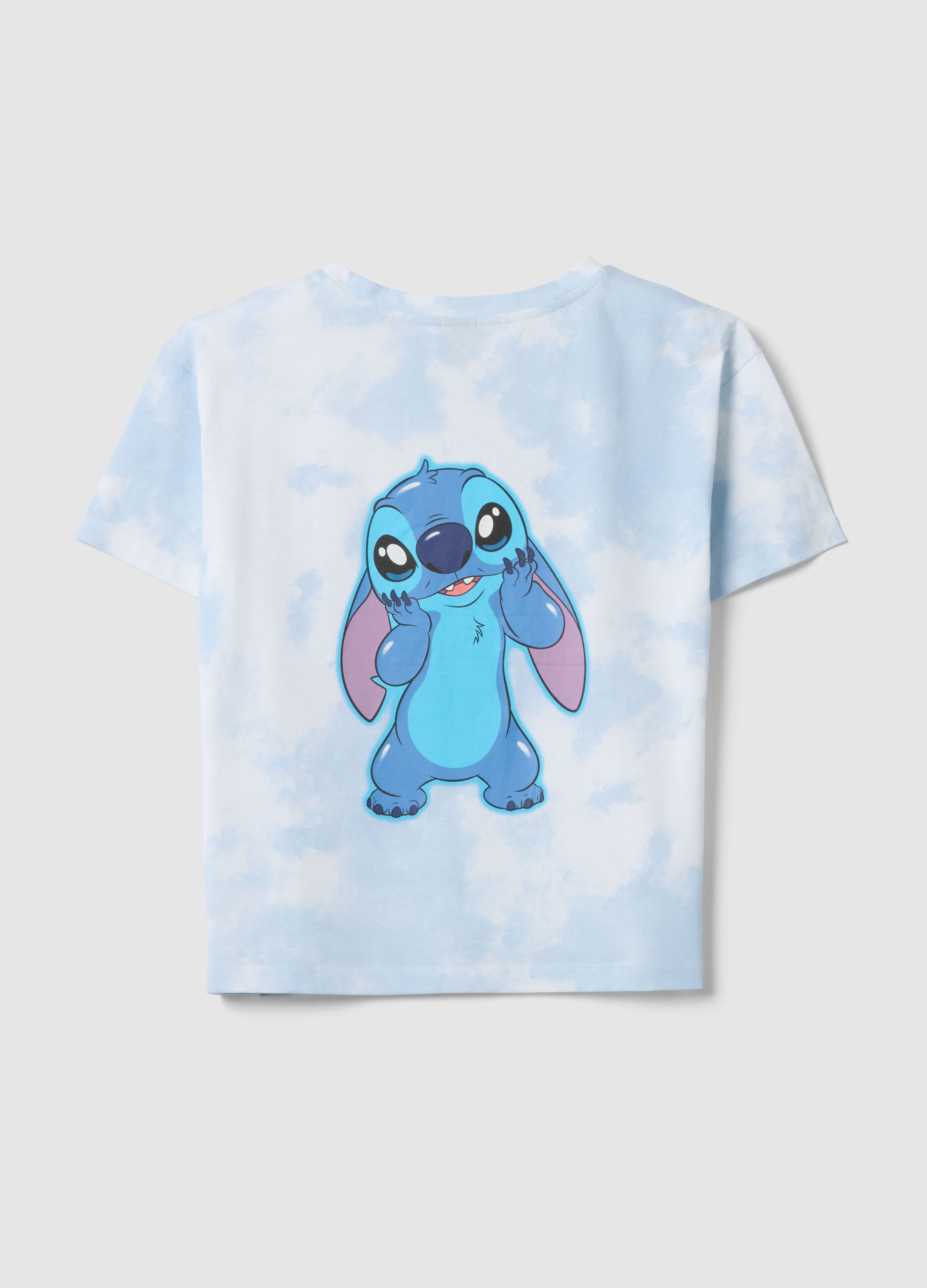 Multicolour pure cotton oversized girl's T-shirt with Stitch
