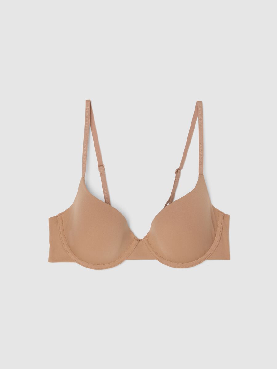 Beige full coverage bra with padded cups_0