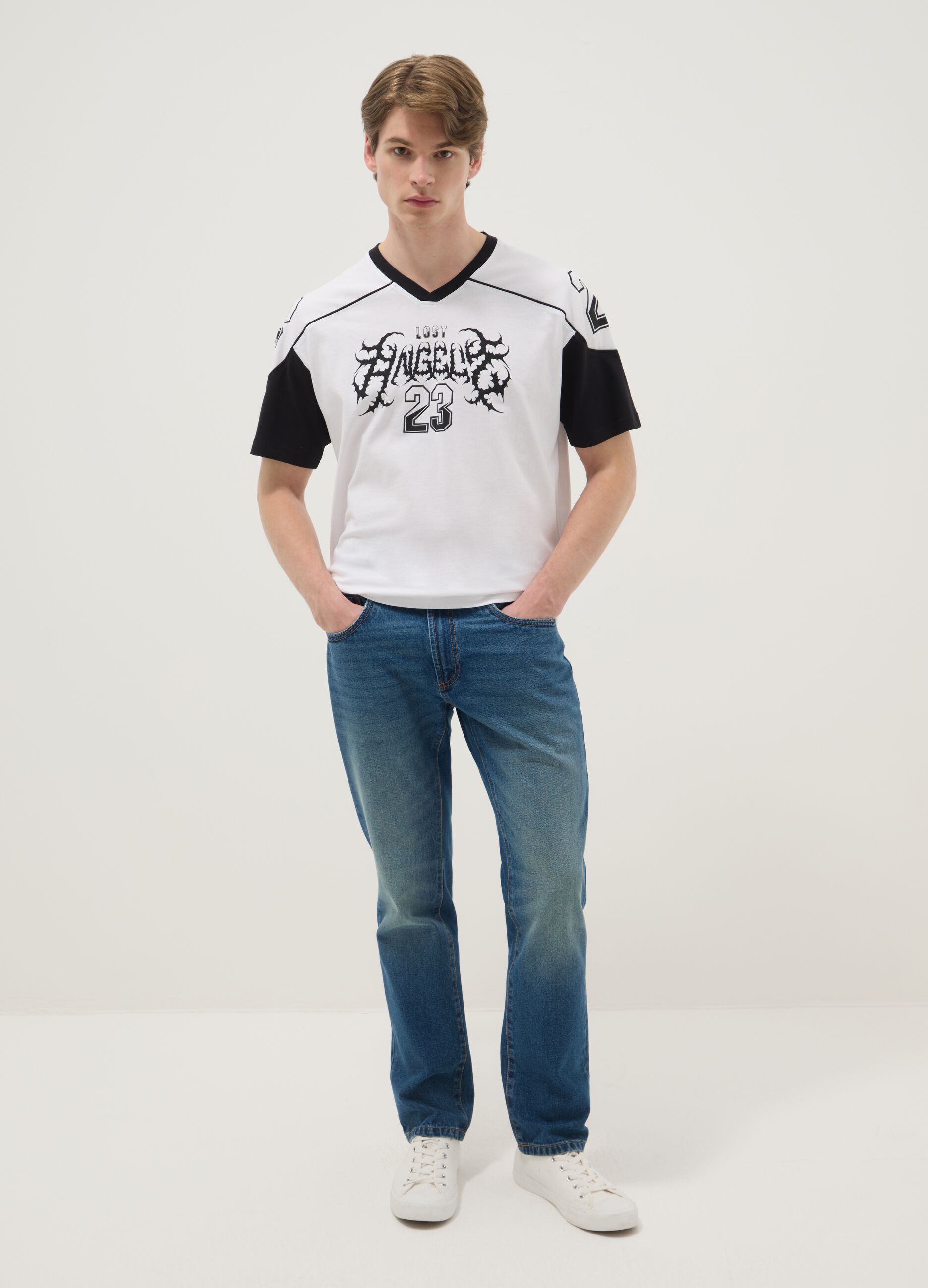 Multicolour pure cotton regular fit t-shirt with print