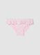 Pink stretchy bikini bottoms with frill_0