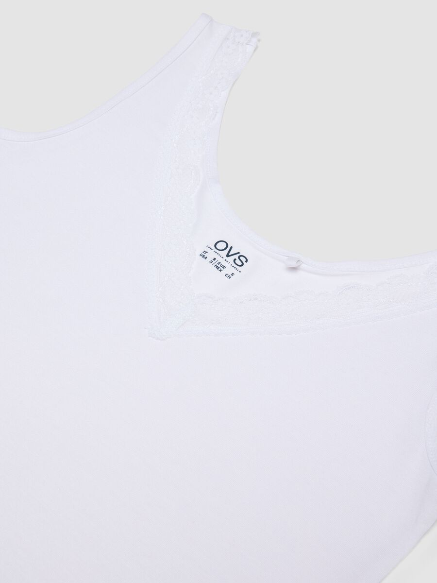 White stretch viscose vest top with deep V-neck and lace trim_5