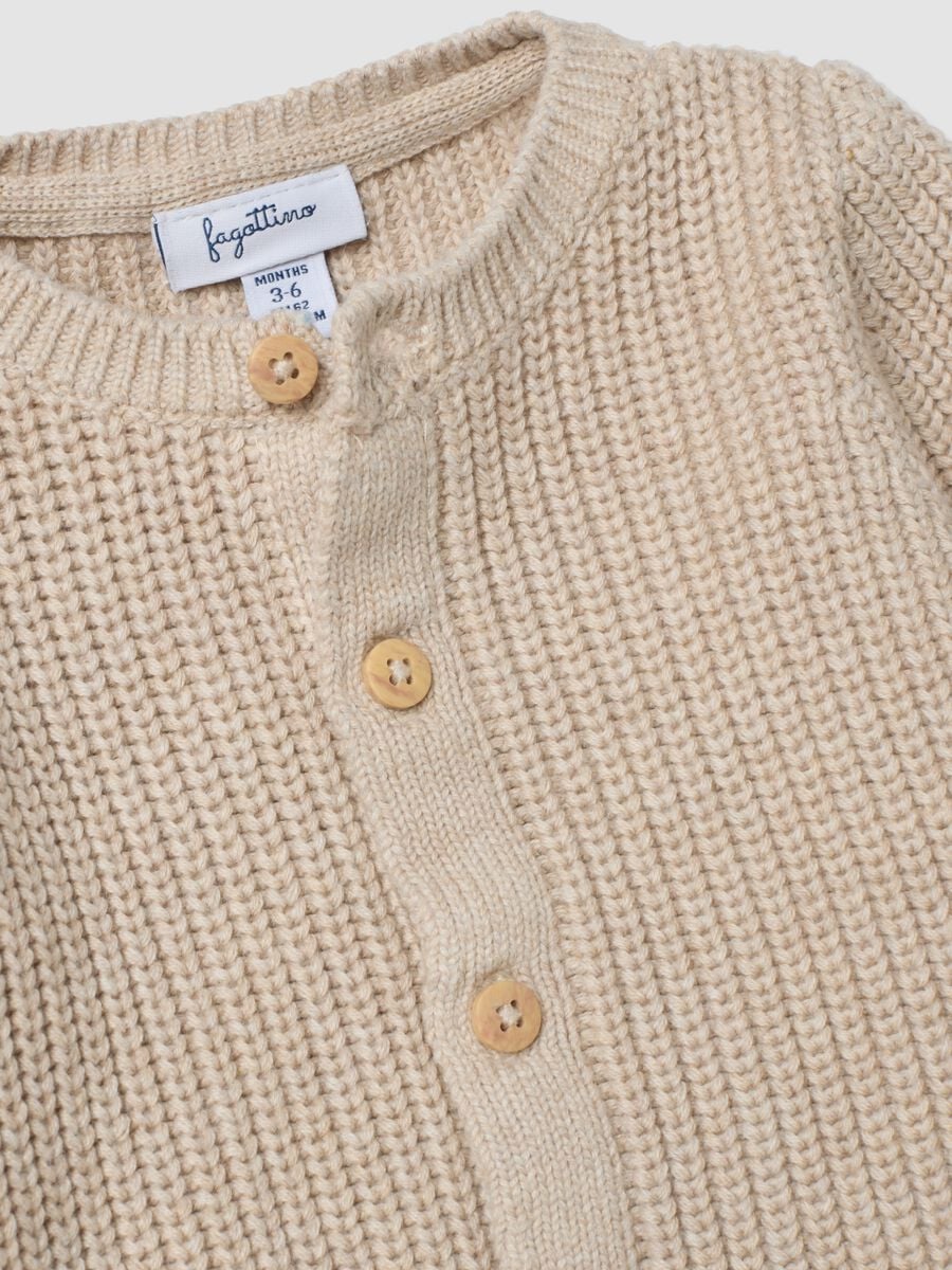 Completo beige in puro cotone organico a maglia_3