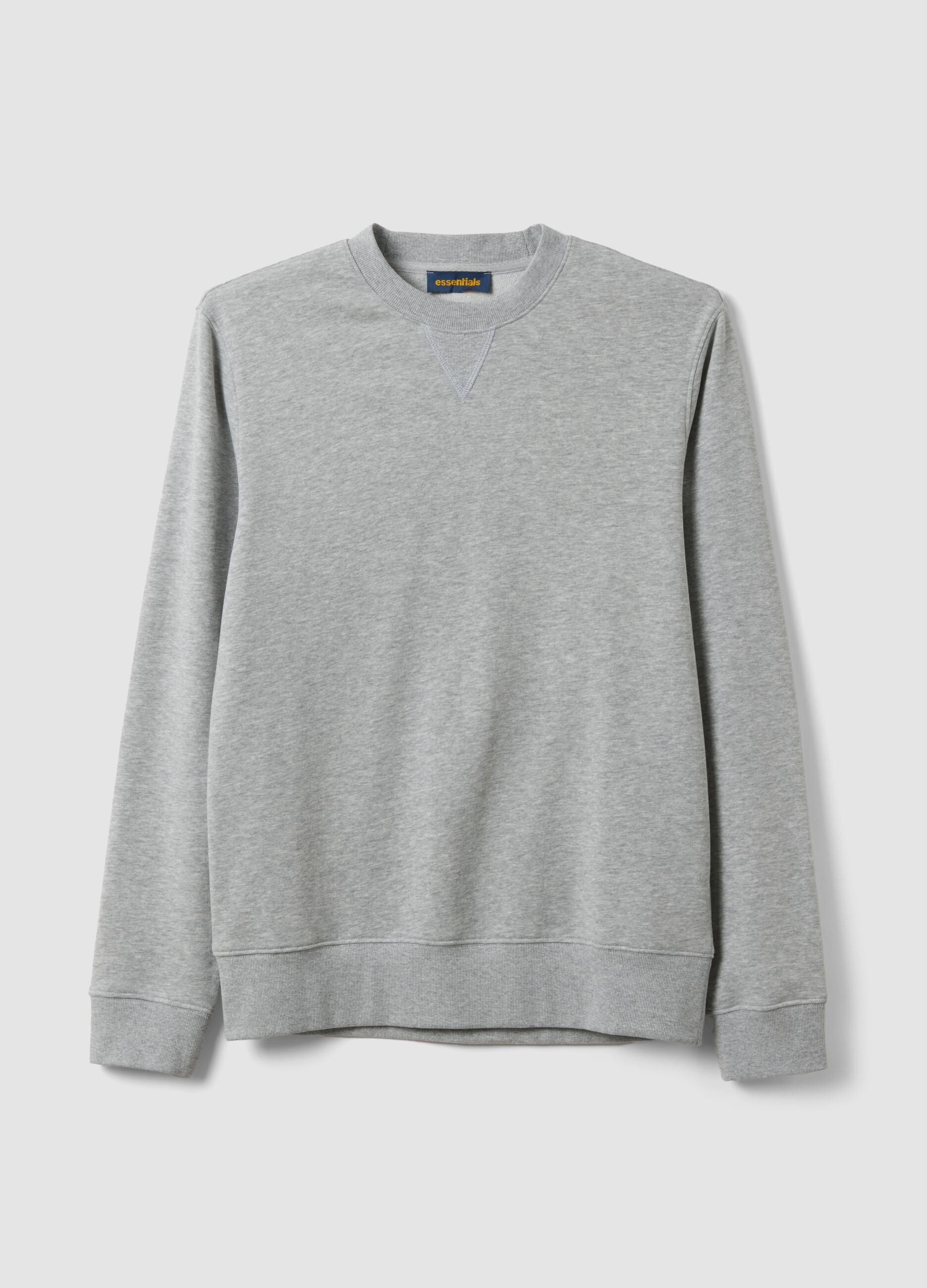 Grey crew-neck cotton-blend sweatshirt, regular fit