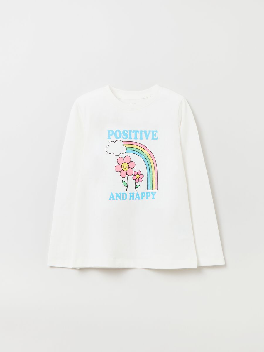 Camiseta de manga larga con estampado flores_0