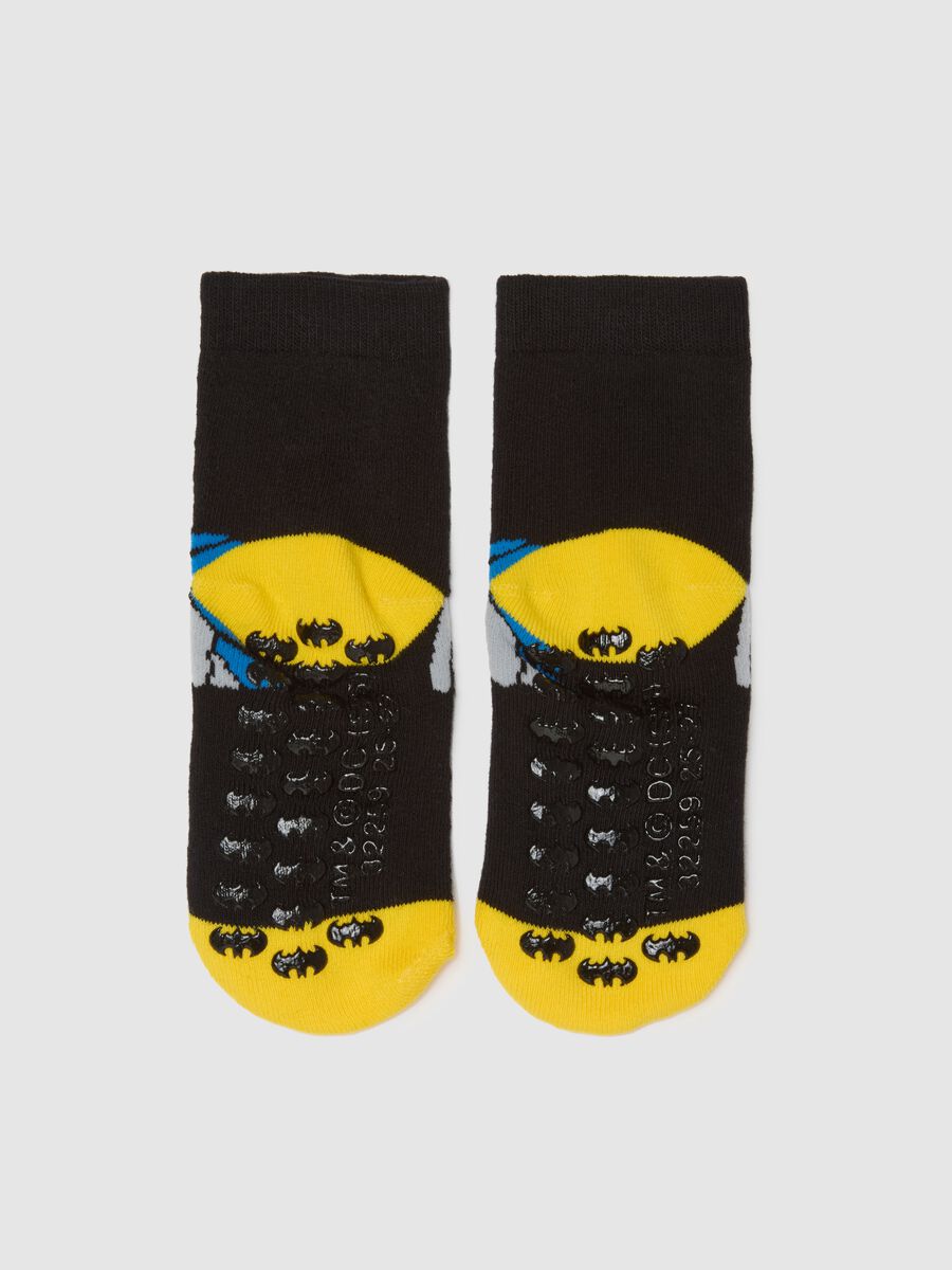 Multicolor Cotton Blend Kids' Non-Slip Socks with Batman Print_2