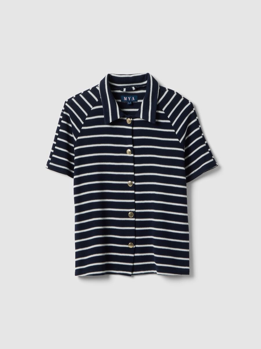 Multicolour striped cotton blend polo, regular fit_4