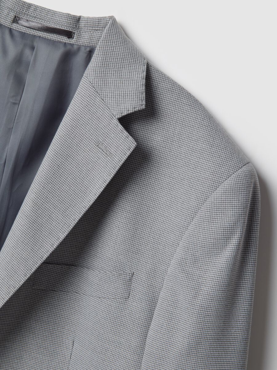 Grey single-breasted blazer with regular fit micro-checks_5