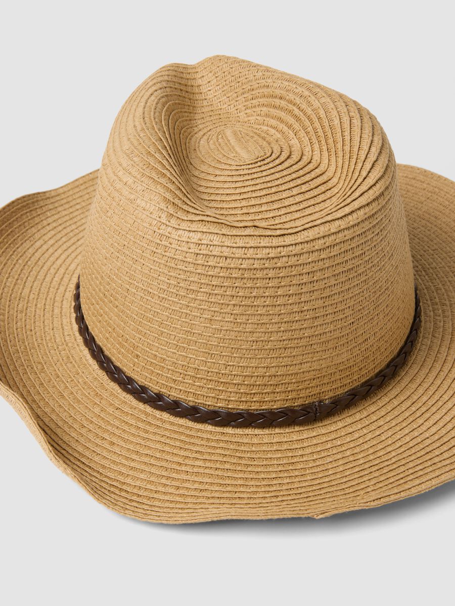 Beige fedora hat in pure paper fabric, unlined_2