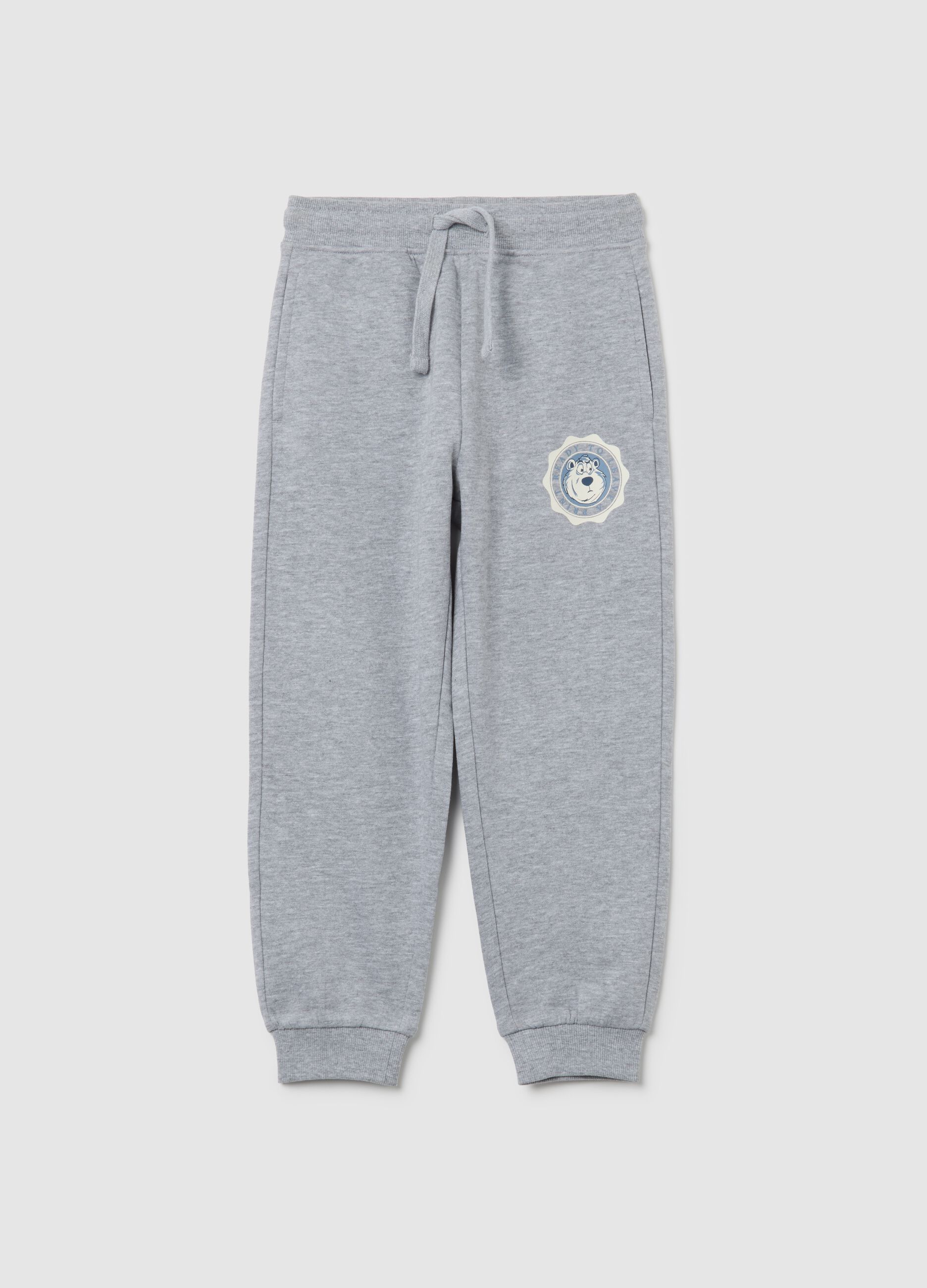 Grey children's regular fit pure cotton trousers