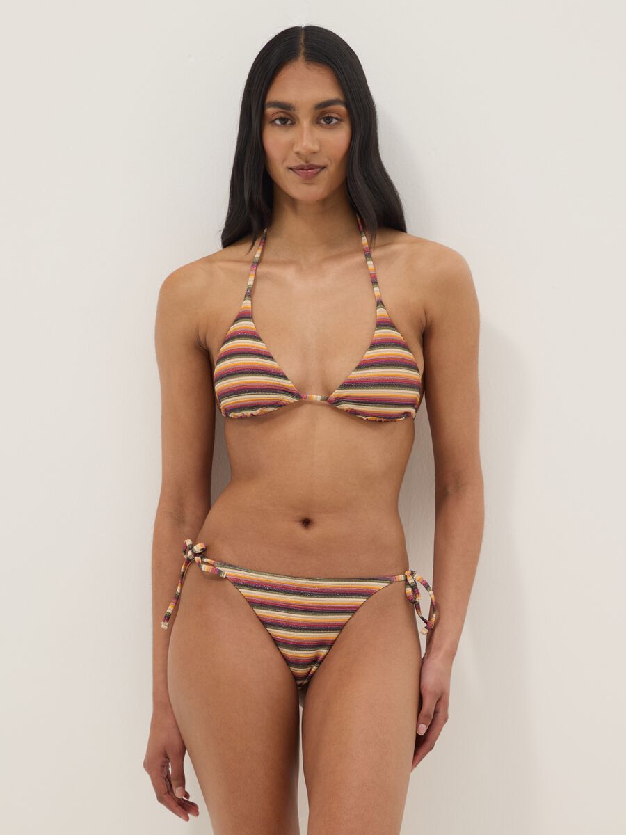 Bas de maillot stretch &agrave; rayures multicolores_1
