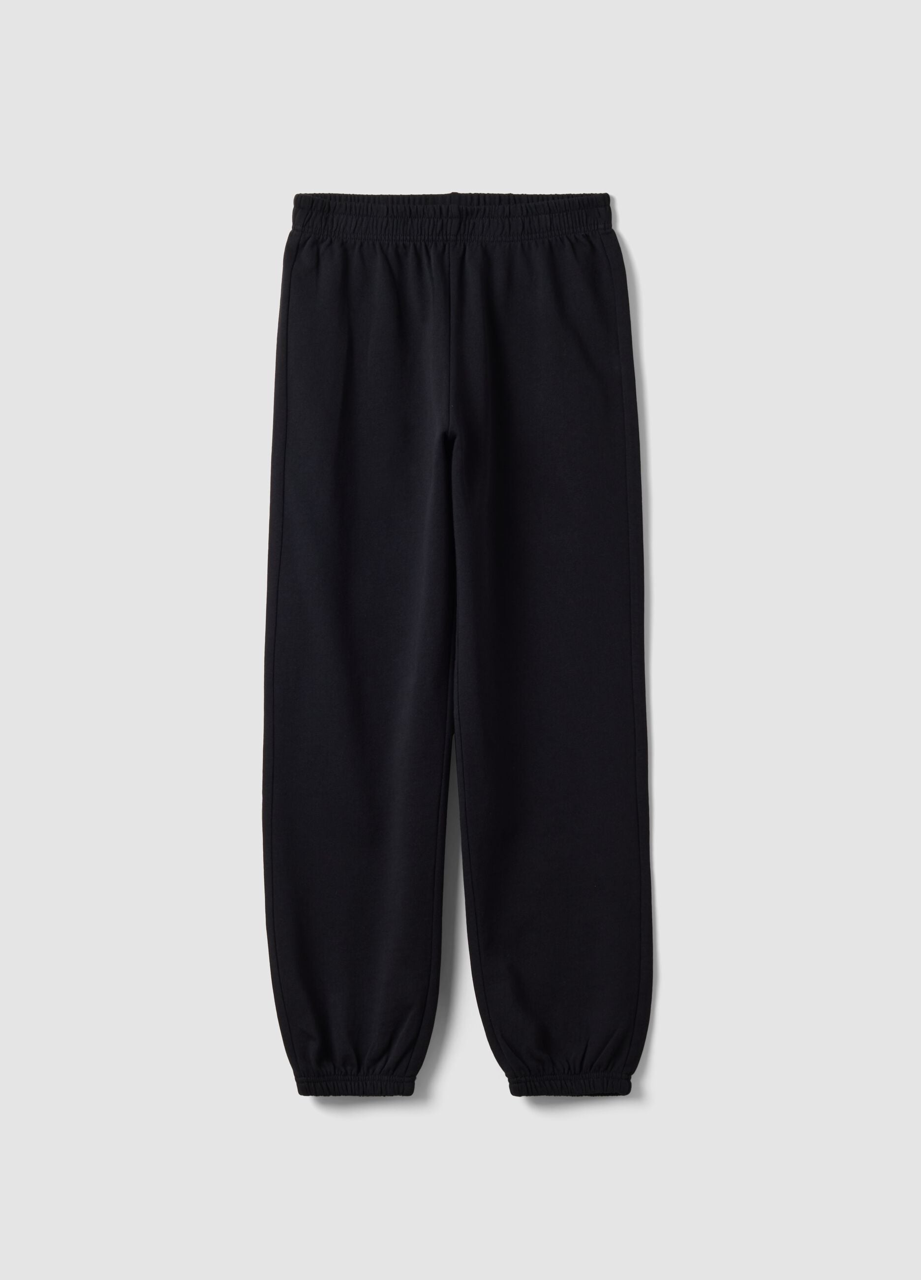 Pantalon jogger noir en m&eacute;lange coton bio et viscose pour fille