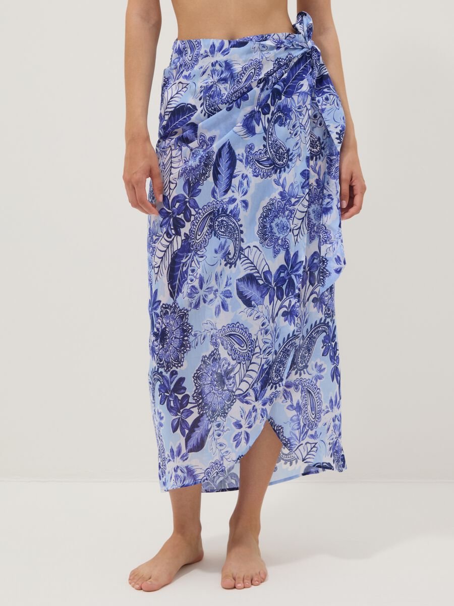 Blauer Strand-Sarong mit Print_1