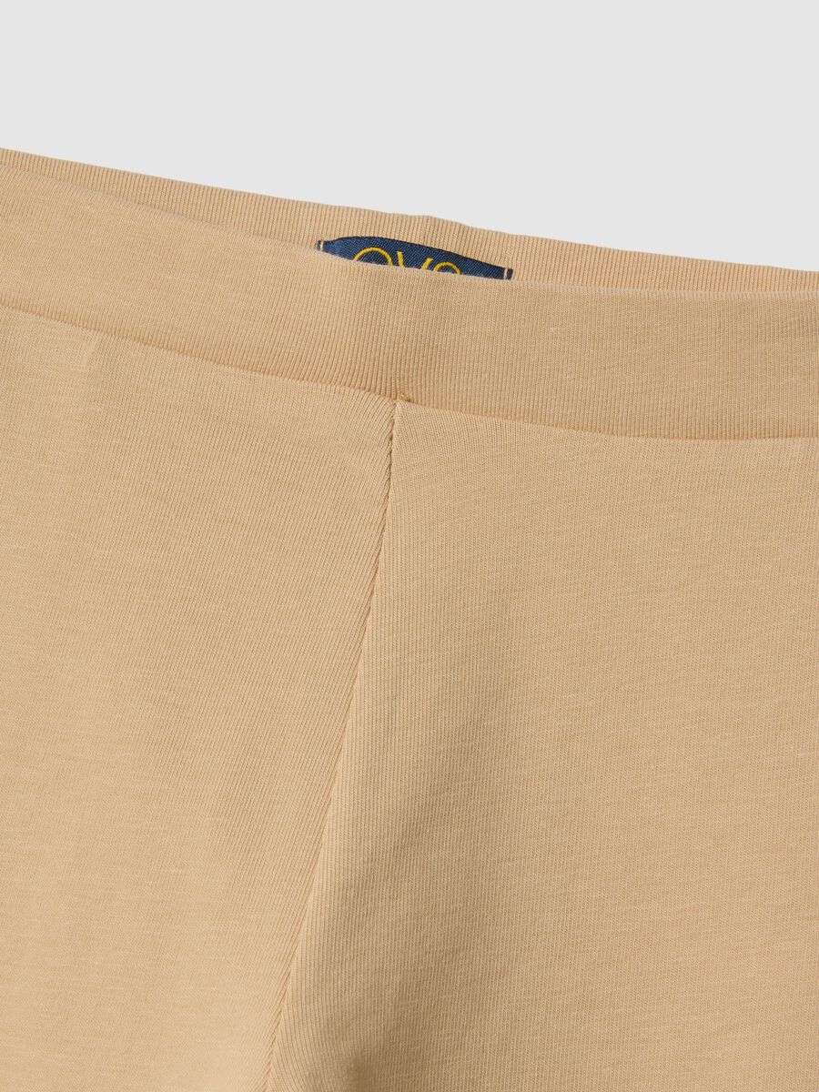 Girls' beige stretch cotton flare fit leggings_3