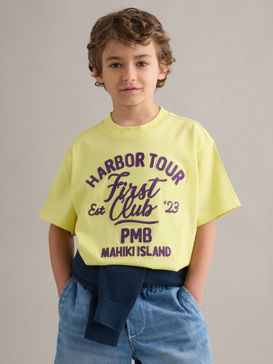 Boys&rsquo; pure cotton yellow oversized T-shirt_0