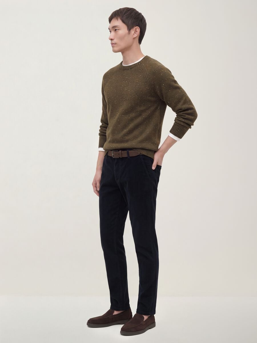 Blue regular-fit stretch cotton cord chino trousers_4