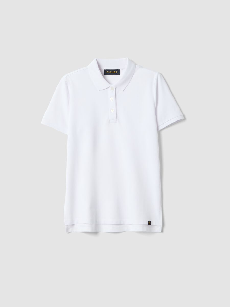 White short-sleeve pure cotton polo shirt, regular fit_4