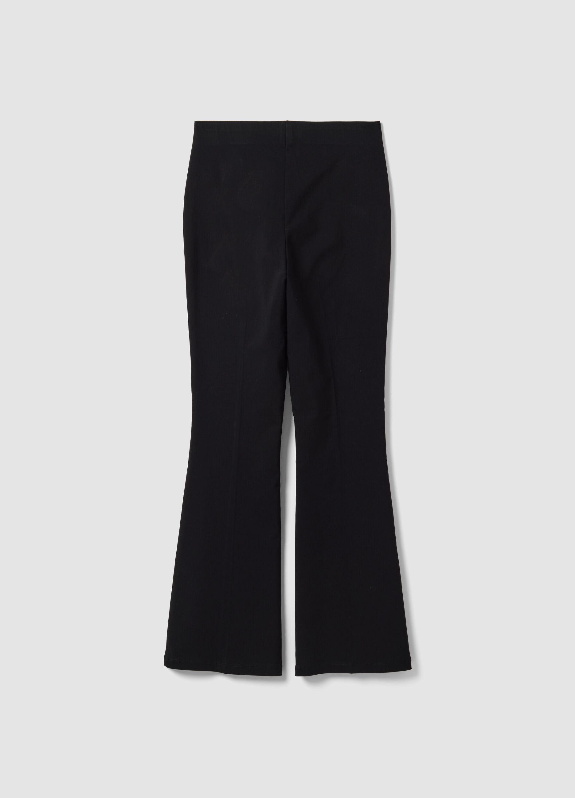 Black flared stretch viscose leggings